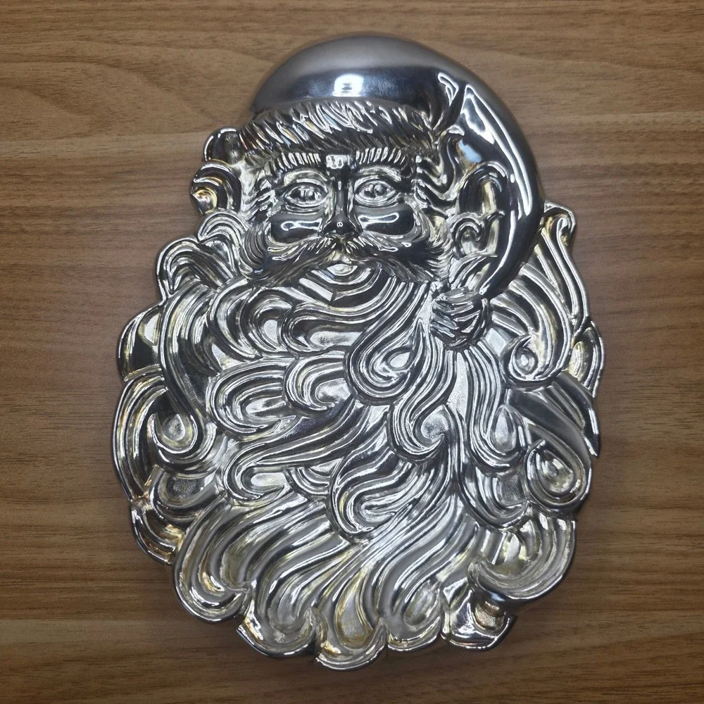 Silver Plated Santa Claus Face Trinket candy Dish Tray International Silver Co